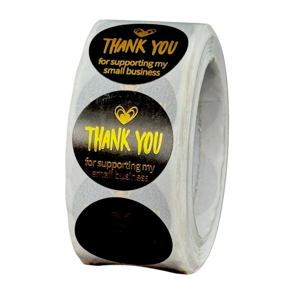thank you for supporting my small business sticker | 1 in round pack gold